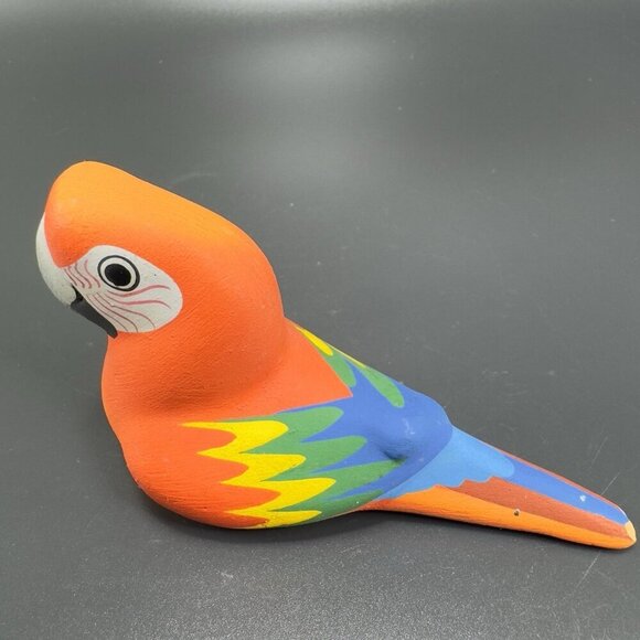 Costa Rica Hand Made Pottery Tropical Bird Macaw Parrot Signed Gloria A Dios VTG - Picture 1 of 11
